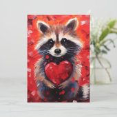 Raccoon-Valentinstag Feiertagskarte (Stehend Vorderseite)