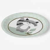 Raccoon Wald Nature Paper Plate | Grün Pappteller (Schrägansicht)