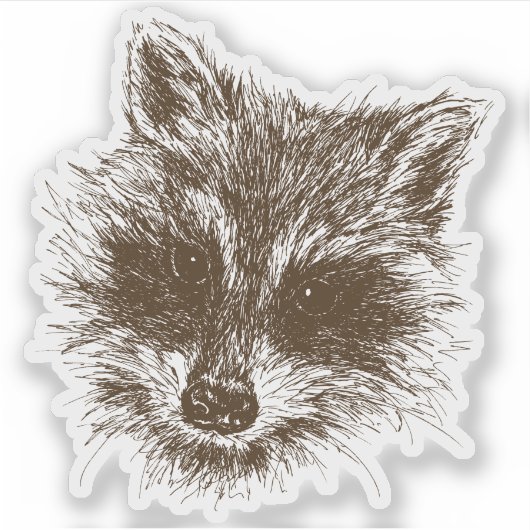 Raccoon-Waldkreatur Zeichnend Aufkleber (Vorderseite)