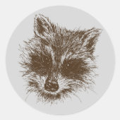 Raccoon-Waldkreatur Zeichnend Runder Aufkleber (Vorderseite)