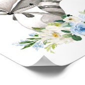 Raccoon, Waldtiere, Boho, Blaublumen Poster (Ecke)