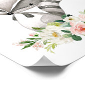 Raccoon, Waldtiere, Boho, rosa Blume Poster (Ecke)