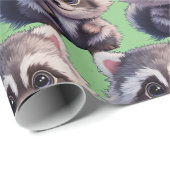 Raccoon Waldtiere Waldfreunde Geschenkpapier (Rolleneckpunkt)