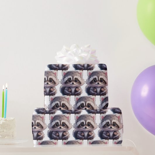 Raccoon Waldtiere Waldfreunde Geschenkpapier (Partygeschenke)