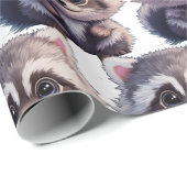 Raccoon Waldtiere Waldfreunde Geschenkpapier (Rolleneckpunkt)