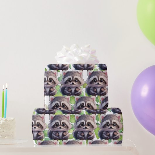 Raccoon Waldtiere Waldfreunde Geschenkpapier (Partygeschenke)