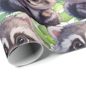 Raccoon Waldtiere Waldfreunde Geschenkpapier (Rolleneckpunkt)
