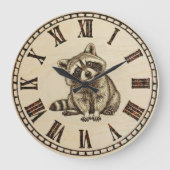 Raccoon Wall Clock Große Wanduhr (Vorderseite)