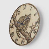 Raccoon Wall Clock - Rustic Cabin Decor Große Wanduhr (Winkel)