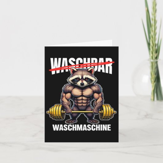 Raccoon Waschmaschine Bodybuilding Fitness Karte (Vorderseite)