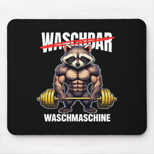 Raccoon Waschmaschine Bodybuilding Fitness Mousepad (Vorne)