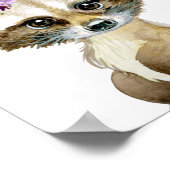 Raccoon Watercolor Kinderzimmer Floral Poster (Ecke)