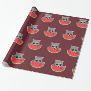 Raccoon Watermelon Geschenkpapier