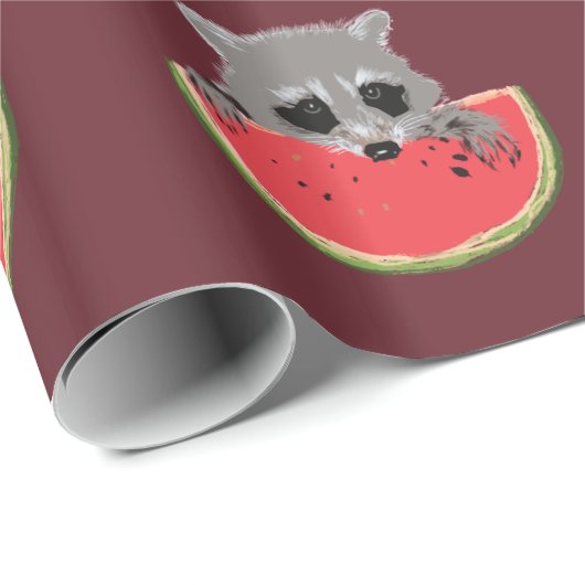 Raccoon Watermelon Geschenkpapier (Rolleneckpunkt)