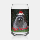 Raccoon Wear Red Weihnachtsmannmütze Holiday Dosenglas (Vorderseite)