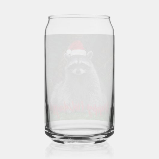 Raccoon Wear Red Weihnachtsmannmütze Holiday Dosenglas (Rückseite)