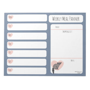 Raccoon Weekly Meal Planer Notizblock