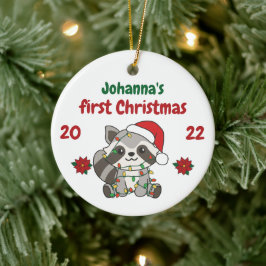 Raccoon Weihnachten Weihnachten Die ersten Weihnac Keramik Ornament