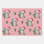Raccoon Weihnachts Winter Tiere Urlaub Raccoons Geschenkpapier Set (Vorderseite 3)