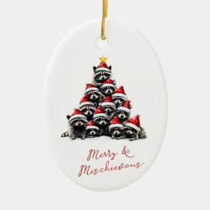 Raccoon Weihnachtsbaum Niedlicher Personalisierter Keramik Ornament