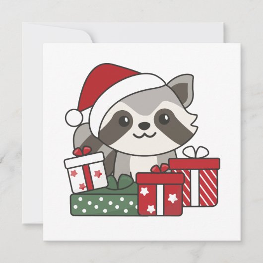 Raccoon Weihnachtsgeschenk Winter Raccoon Feiertagskarte (Vorderseite)