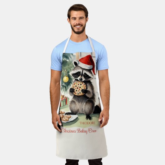 Raccoon Weihnachtskost Backen Crew Schürze (Getragen)