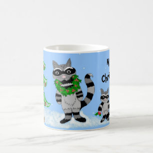 Raccoon Weihnachtslandschaft Kaffeetasse