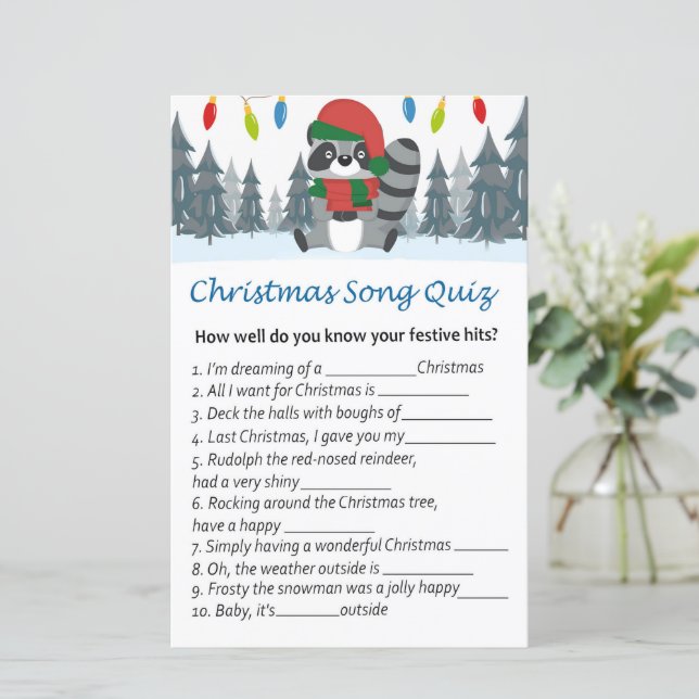Raccoon Weihnachtslieder Quiz (Stehend Vorderseite)