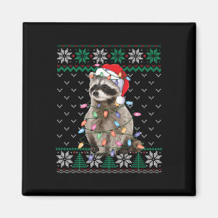 Raccoon Weihnachtsmannmütze Weihnachten Ugly Sweat Magnet