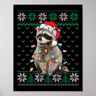 Raccoon Weihnachtsmannmütze Weihnachten Ugly Sweat Poster