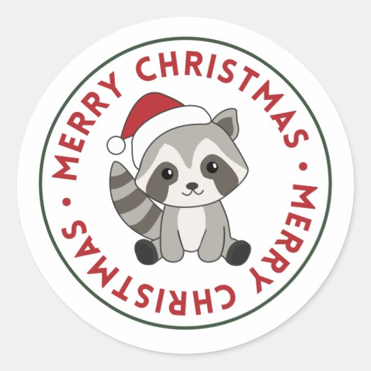 Raccoon Weihnachtsschnee Winter Raccoons Classic R Runder Aufkleber (Vorderseite)