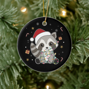 Raccoon Weihnachtsschnee Winter Raccoons Erwachsen Keramik Ornament