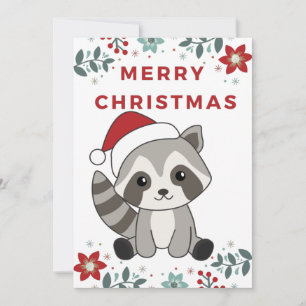 Raccoon Weihnachtsschnee Winter Raccoons Ferienwag Feiertagskarte