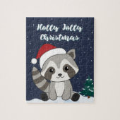 Raccoon Weihnachtsschnee Winter Raccoons Jigsaw Pu Puzzle (Vertikal)