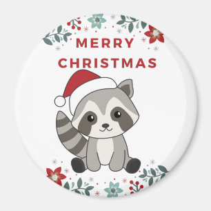Raccoon Weihnachtsschnee Winter Raccoons Magnet