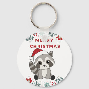 Raccoon Weihnachtsschnee Winter Raccoons Schlüssel Schlüsselanhänger