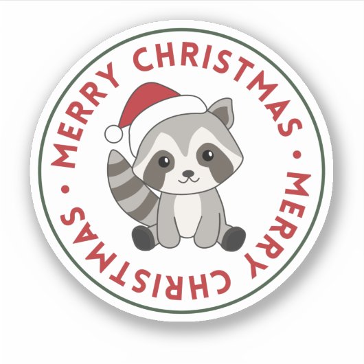 Raccoon Weihnachtsschnee Winter Raccoons Sticker (Vorderseite)