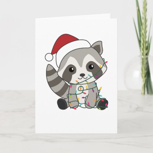 Raccoon Weihnachtsschnee Winter Raccos Karte (Vorderseite)