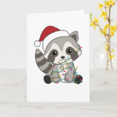 Raccoon Weihnachtsschnee Winter Raccos Karte (Gelbe Blume)