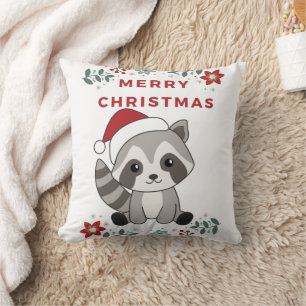 Raccoon Weihnachtsschnee Winter Raccos Kissen