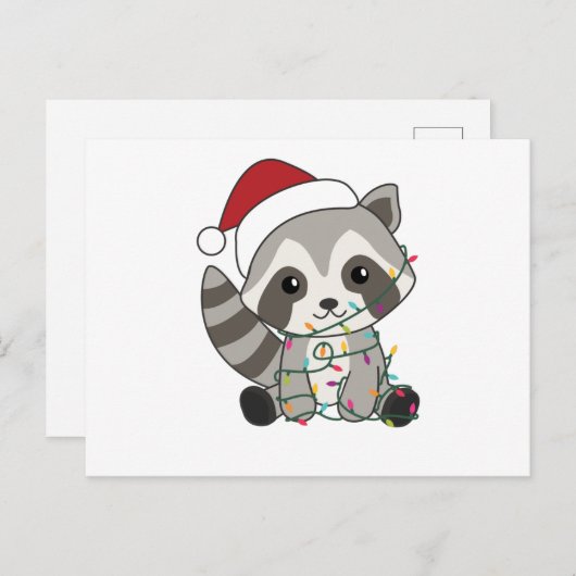 Raccoon Weihnachtsschnee Winter Raccos Postkarte (Vorne/Hinten)