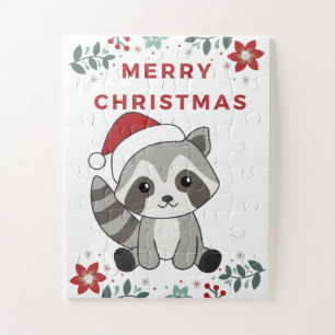 Raccoon Weihnachtsschnee Winter Raccos Puzzle