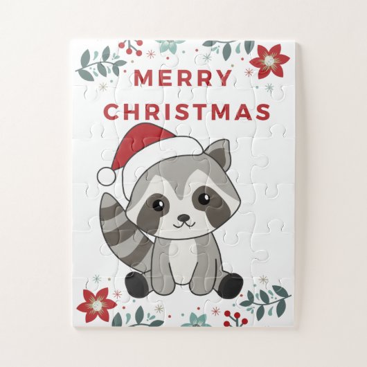 Raccoon Weihnachtsschnee Winter Raccos Puzzle (Vertikal)
