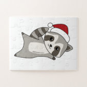 Raccoon Weihnachtsschnee Winter Raccos Puzzle (Horizontal)