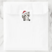 Raccoon Weihnachtsschnee Winter Raccos Quadratischer Aufkleber (Tasche)
