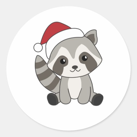 Raccoon Weihnachtsschnee Winter Raccos Runder Aufkleber (Vorderseite)