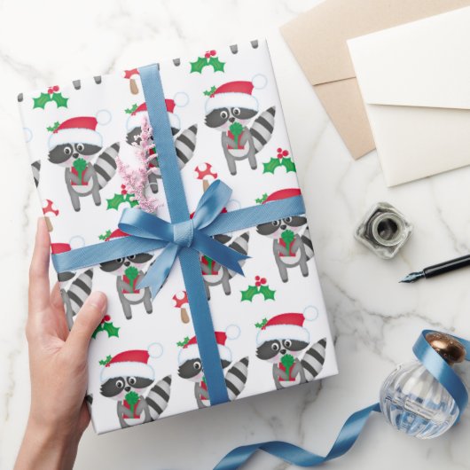 Raccoon Weihnachtswrapping Paper Geschenkpapier (Schenken)