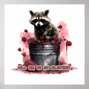 Raccoon Werden Sie mein Valentin? Poster