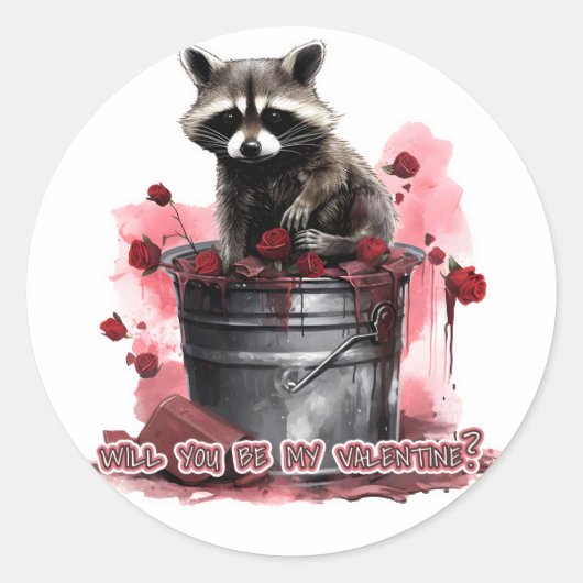 Raccoon Werden Sie mein Valentin? Runder Aufkleber (Vorderseite)