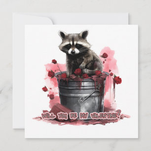 Raccoon Werden Sie mein Valentin? Save The Date
